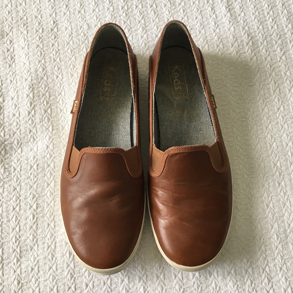 Keds Crashback Brown Leather Slip-Ons 7.5